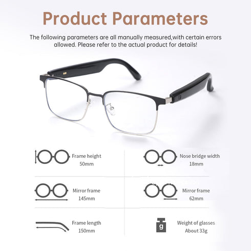 GenXenon AssistantGS06G Bluetooth Audio Smart Glasses, Blue Light Glasses for Women Men,Open Ear Sound Mic & Speakers