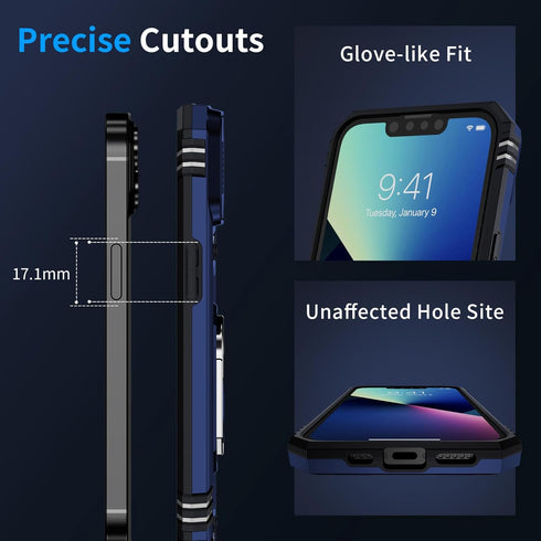 Muntinfe 13 13 6.1 inch, for iPhone Case with HD Screen Protector & Slide Camera Cover & Rotated Ring Kickstand