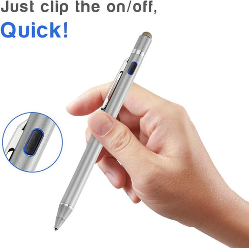 2-in-1 Active Stylus Digital Pen with 1.5mm Ultra Fine Tip for iPad, iPhone, Samsung Tablets, Good for Drawing and