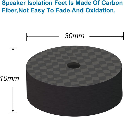 Monosaudio 4PCS Carbon Fiber Speaker Spike Floor Protectors, 30x10mm for Audio, Speakers, Subwoofers