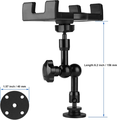 Metal Drill Base Tablet Mount, iPad Holder for Truck/Car/Van/Wall/Desk, Compatible with 7~12.9" Devices