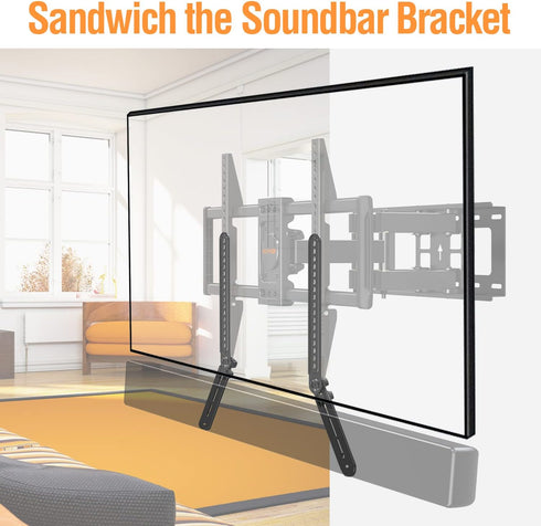 ELIVED Soundbar Mount, TV Bracket for Mounting Above or Under TV, Fits Most Sound Bars Up to 15 lbs
