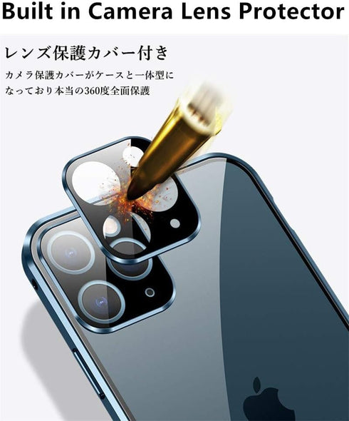 HENGHUI Lockable Anti Peeping Case for iPhone 12 Pro Max, Magnetic Bumper Case with Privacy Screen, Blue