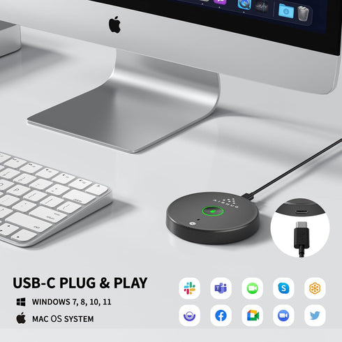 AIRHUG USB Microphone, Desktop Computer Mic, Mute Button with LED, AI Noise Reduction, Plug & Play