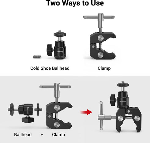 SmallRig Super Clamp Mount with Mini Ball Head, Hot Shoe Adapter for LCD Field Monitor