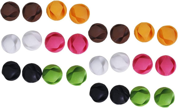 yueton 24pcs Colorful Double Hole Desktop Wire Cord Cable Clip Management Organizer
