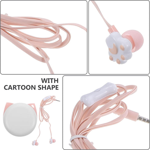 Paw Case Phones Microphone Headphones Wired Cat Style Corded - Phone Earphones Kitten Microphone USB Cell Cartoon Girls