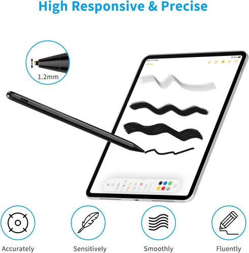 Stylus Pens for Amazon Kindle Fire 10, Active Stylist Digital Pencil with 1.5mm High Sensitive Fine Tip, Black Pen for