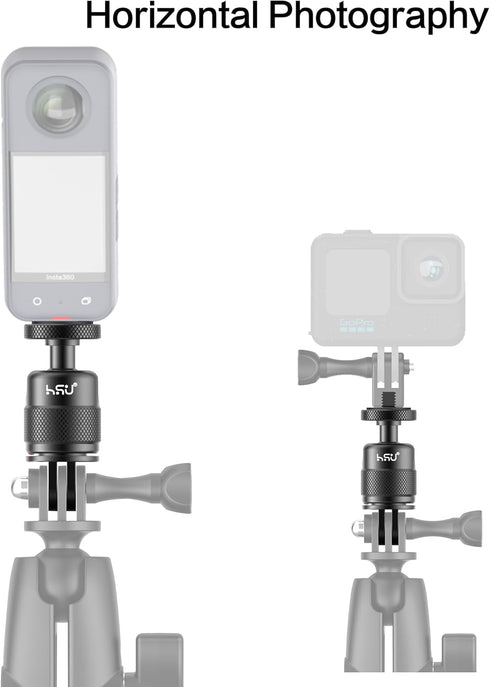 HSU 360 Degree Rotation Camera Tripod Mount Adapter, 1/4"-20 Camera Mount Compatible with GoPro/Sony/Sjcam/ Insta360