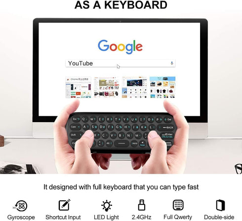 W1 Universal TV Remote Air Mouse, Wireless Keyboard Fly Mouse, 2.4GHz Connection for Nvidia Shield/Android TV/PC
