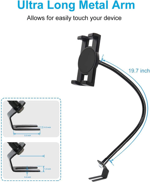 woleyi 20-inch 4-13" Car or Truck Seat Rail Tablet Mount, Heavy Duty Gooseneck Car Floor Tablet Holder Bolt Stand