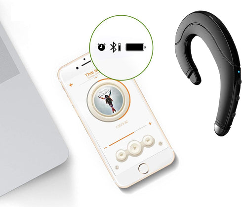 Ear Hook Bluetooth Headphone V5.0 with Mic, Lightweight Single Ear Wireless Headset for Android/iPhone