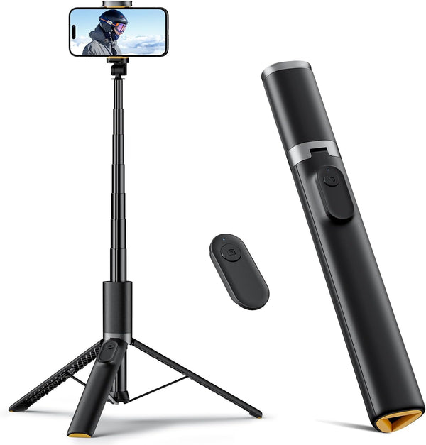 TODI 63" Cell Phone Selfie Stick Tripod, Portable Tripod for iPhone with Wireless
