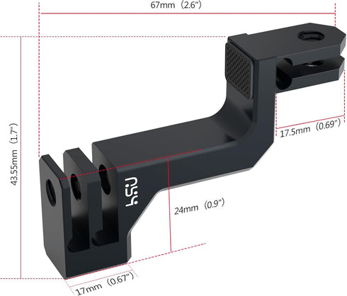 HSU 90 Degree Aluminum Vertical Bracket Adapter Elbow Mount for GoPro Hero 12/11/10/9 Black