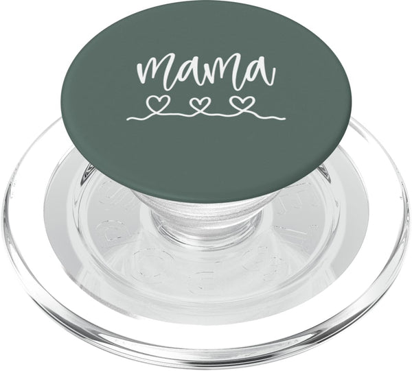 Mama and Mother Designs Cute Heart Mama Woman Mom Mother Sage Green PopSockets PopGrip for MagSafe