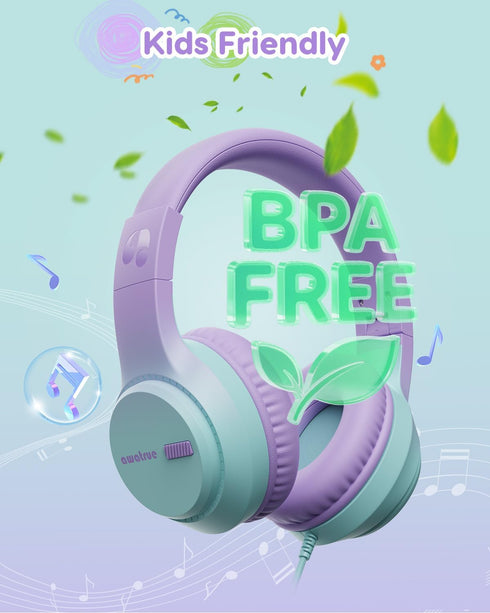 74/85/94dB 3.5mm awatrue Kids Headphones, Volume Limiter, Foldable Wired Over Ear Headphones for Travel, Jack, Toddler