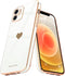Teageo Cute Love-Heart Case for iPhone 12, White, Luxury Bling Soft Back Cover with Raised Full Camera Protection