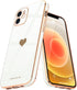 Teageo Cute Love-Heart Case for iPhone 12, White, Luxury Bling Soft Back Cover with Raised Full Camera Protection