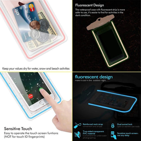 Universal Waterproof Phone Pouch, 2 Pack IPX8 Lanyard Case Dry Bag for iPhone 15 14 13 12 Pro Max, Samsung Galaxy S24