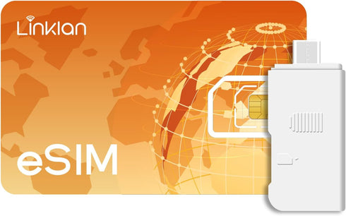 Linklan eSIM Card with USB-C Reader Bundle,Unlimited Rewrites & Network Switching, 180+ Countries