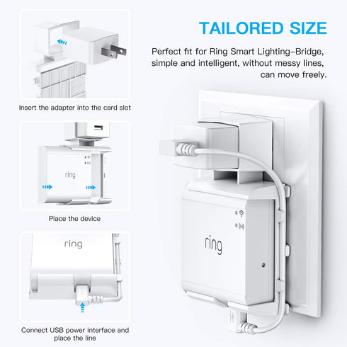 HOLACA Outlet Wall Mount for Ring Smart Lighting Bridge, Easily Be Moved, Saving Space, No Messy Wires and Screws