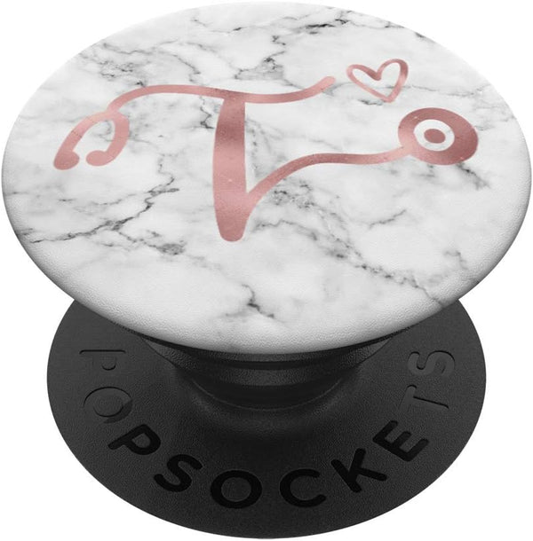 Cute Rose Pink Letter T Initial Monogram Nurse Stethoscope PopSockets PopGrip for Phones & Tablets
