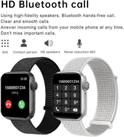 Smart Watch for Men Women Kids, HCHLQL Touch Screen Fitness Tracker with Call/SMS/Heart Rate/Blood Oxygen Monitor, White