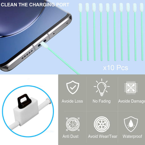 10 Pack USB-C Port Plug, Easy to Grip Dustproof Plug Cover, C-Type Dustproof Plug Kit with Cleaning Tool, Suitable for