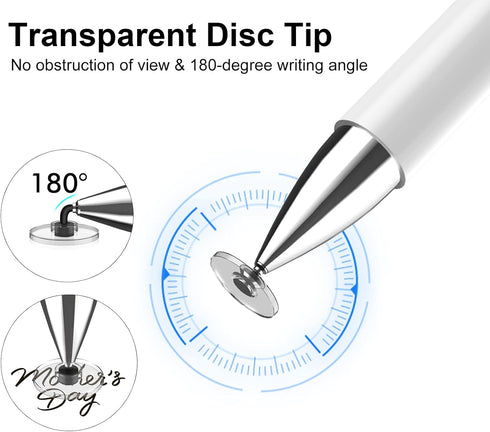 Stylus Pens for Touchscreen, 2 Pack High Sensitivity & Precision Magnetic Disc Stylus Pen for