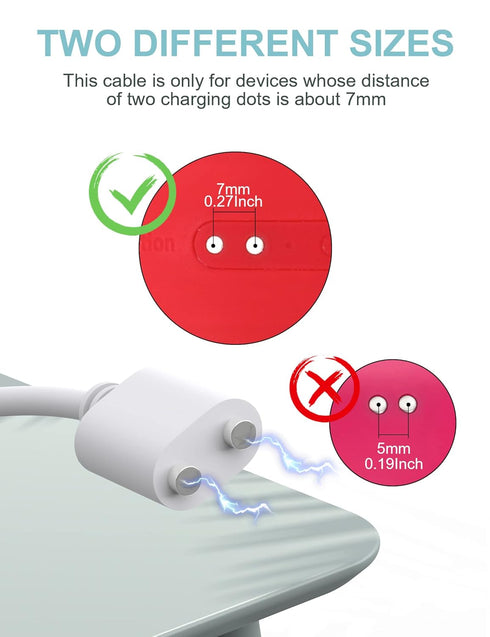 Bicmice 2.6Ft Magnetic USB DC Charger Cable Replacement Charging Cord-(7mm/0.27in)