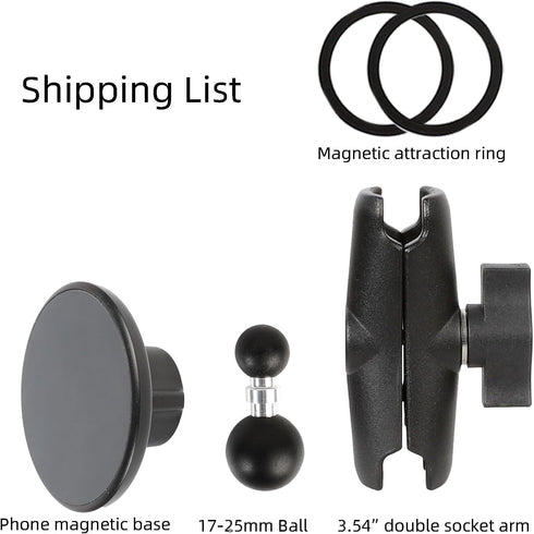 Leenconghui 3.54" 17 16 15 14 13 Magnetic Cell Phone Holder Base with Double Socket arm for MagSafe iPhone