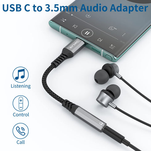 USB Type C to 3.5mm Female Headphone Jack Adapter, (3-Pack) USB C to Aux Audio Dongle Cable Cord for iPhone 15 Plus 15 Pro Max, Samsung Galaxy S24 S23+ S22 S21 S20 Ultra, Note 20, Pixel XL, iPad Pro