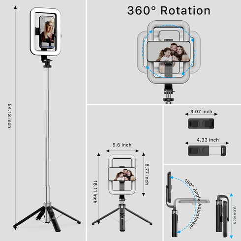 M MYBAT PRO 8" LED Selfie Light with Stand, Dimmable LED Light for Makeup/Live Stream, Tripod, Phone Holder & Wireless