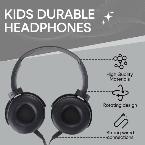 5 Pack Headset (LS450, 5 Kids Headphones Bulk for School Classroom, Durable Students Wired for Children Toddler Teen