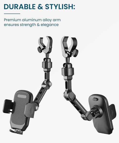 Uonser Rear View Mirror Phone Holder, Premium Aluminum Alloy Mount with Multi-Angle Adjustment, Rearview Mirror Phone