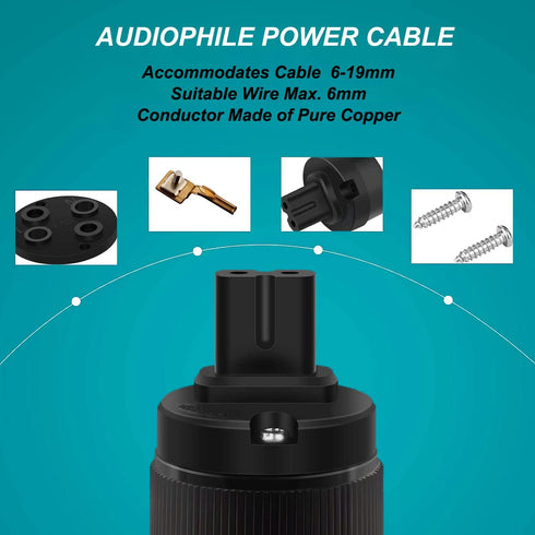 Viborg VF508G C7 Power Connector - Gold Plated Pure Copper IEC Connector