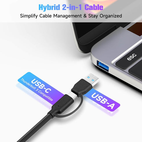 RSHTECH 7-Port Powered USB 3.2 Hub with 10Gbps USB-A 3.2, 2 USB-C 3.2, 4 USB 3.0 Ports, 3.3ft Cable