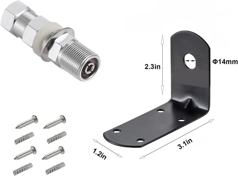 SO-239 3/8-24 L-Shape Universal CB Antenna Hood/Trunk Channel Wall Mount with Stud Compatible with Standard Threaded