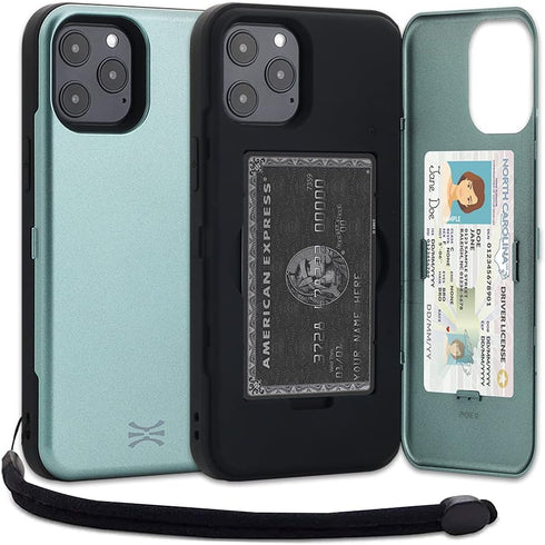 TORU CX PRO Wallet Case for iPhone 12 Pro Max | Heavy Duty Shockproof Cover with Hidden Card Holder & Wrist Strap -