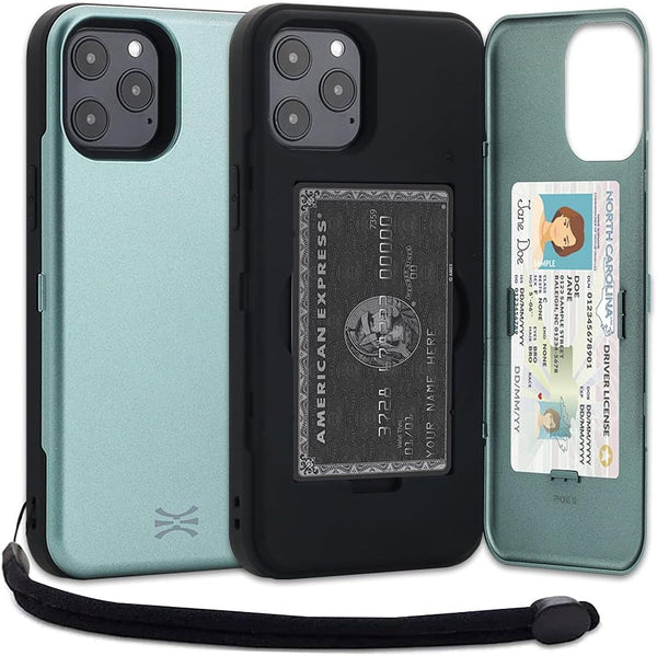 TORU CX PRO Wallet Case for iPhone 12 Pro Max | Heavy Duty Shockproof Cover with Hidden Card Holder & Wrist Strap -