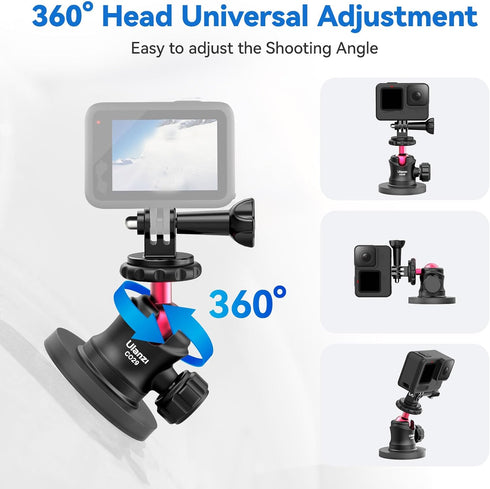 ULANZI Magnetic Camera Mount for GoPro, Strong Magnetic Mount with 360° Rotation Ball Head, Compatible with GoPro Hero
