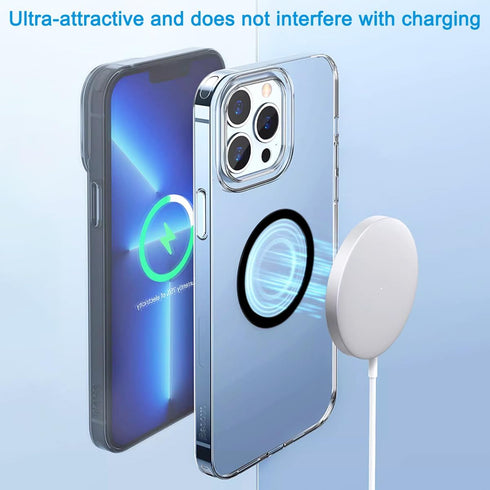 8 Pack Universal Metal Rings Compatible with MagSafe Magnetic Wireless Charger for iPhone 15/14/13 Cases, Black