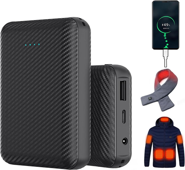 Heated Gilet Vest Jacket Portable Charger 20000mAh Power Bank, 7.4V 3A USB Battery Pack for iPhone, Samsung, Heated