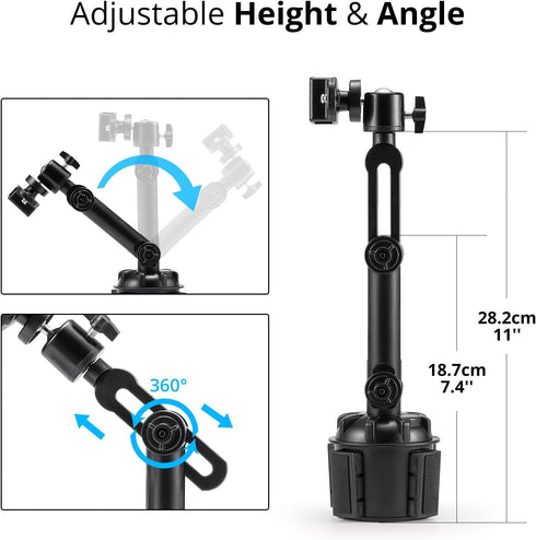 Radioddity RH1 Cup Holder Radio Mount, Adjustable Length and Height for Handheld Radio