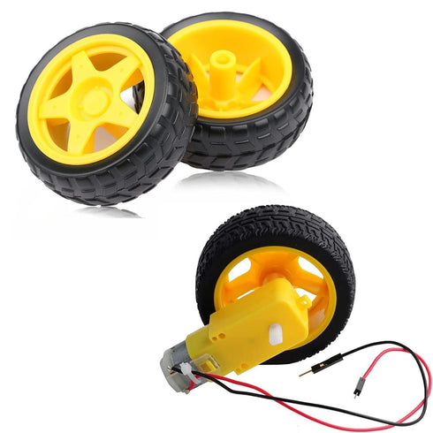4PCS 200RPM 4PCS 1:48 3-6V (2Pin DC Gearbox Motor TT Motor with Leads + Tire Wheel Anti-interferen DC for Arduino Smart