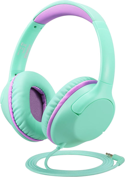 POWMEE Kids Headphones Over-Ear Headphones for Kids/Teens/School with 94dB Volume Limited Adjustable