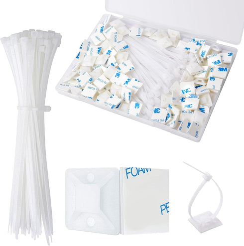 CZXNBI Strong Back-Glue Self Adhesive Cable Zip Tie Mounts Kit - 50 Set