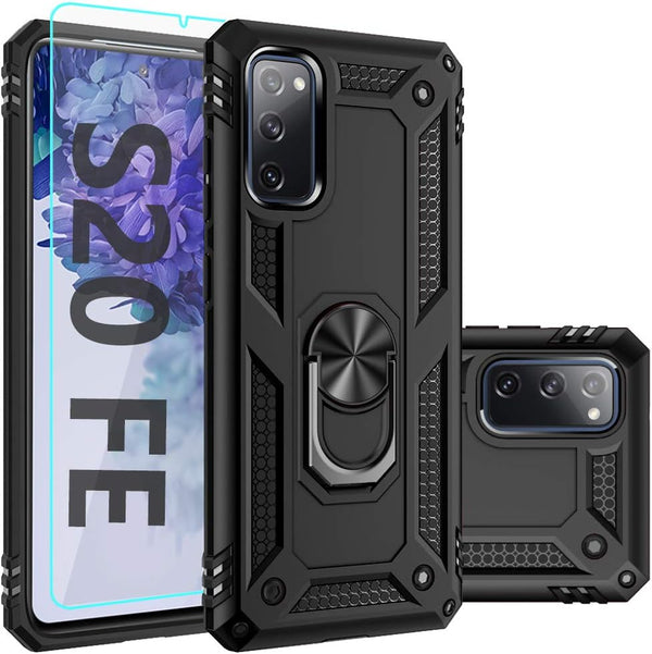 for Samsung Galaxy S20 FE Case with Screen Protector, Military Grade 16ft Drop Tested Cover, Black