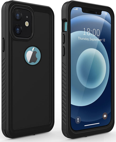 Diverbox Waterproof Case for iPhone 12, Shockproof Dustproof IP68 Full-Body Hard Case with Built-in Screen Protector