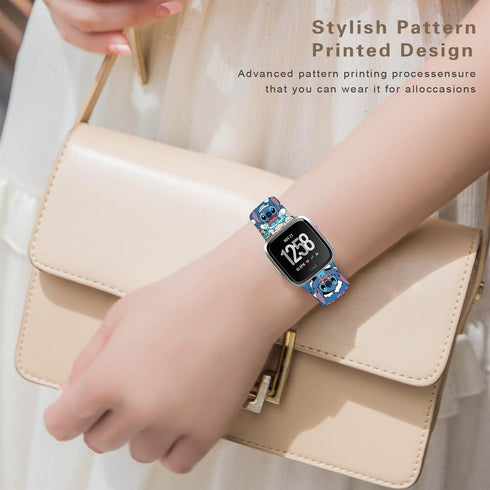 Stitch Holiday Pink Couple Bands, Soft Sport Silicone Cartoon Strap Compatible with Fitbit Versa 2/Versa/Versa